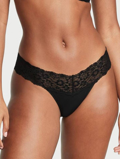 Кружевной комплект белья Victoria's Secret бралетт и трусики тонг 1159833135 (Черный XXL)