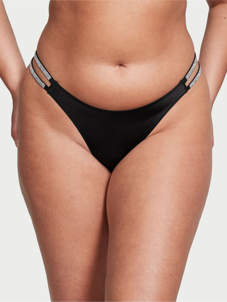 Комплект белья со стразами Victoria's Secret лиф Push-up и трусики бразильяны 1159833221 (Черный 34C/S)