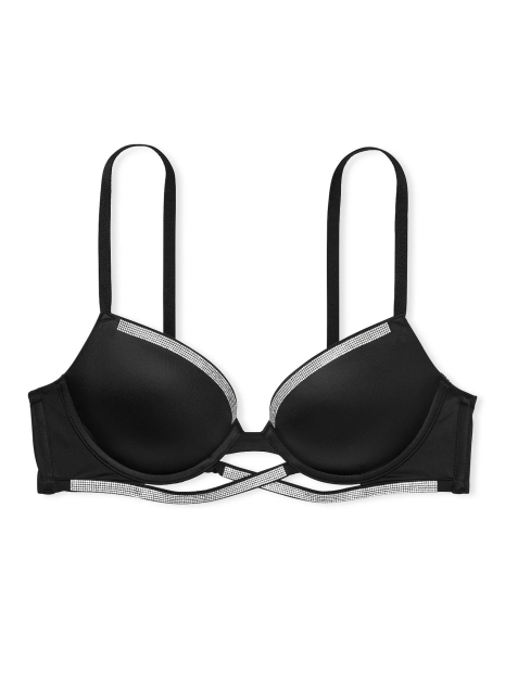 Комплект белья со стразами Victoria's Secret лиф Push-up и трусики бразильяны 1159833221 (Черный 34C/S)