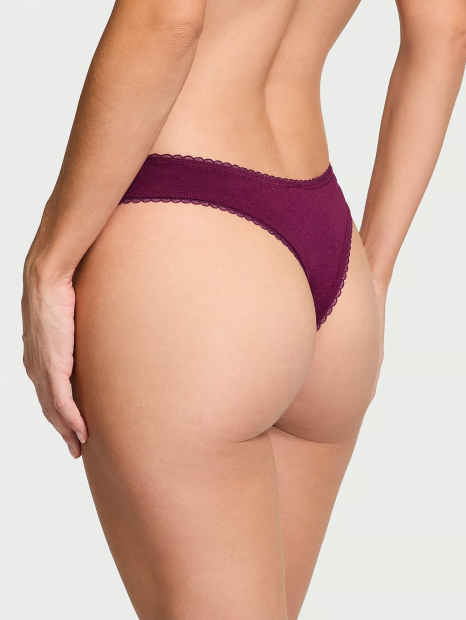 Женский комплект белья Victoria's Secret лиф и трусики тонг 1159833184 (Бордовый 32B/XS)