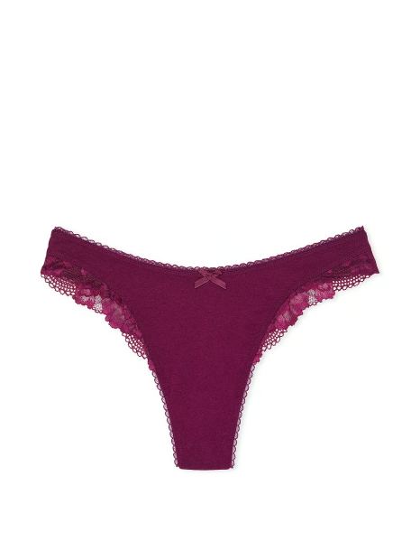 Женский комплект белья Victoria's Secret лиф и трусики тонг 1159833184 (Бордовый 32B/XS)