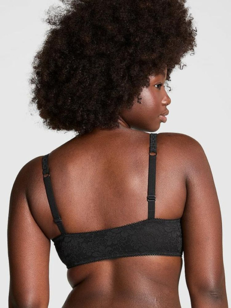 Комплект белья Victoria's Secret Pink бралетт и трусики тонг 1159833211 (Черный L)