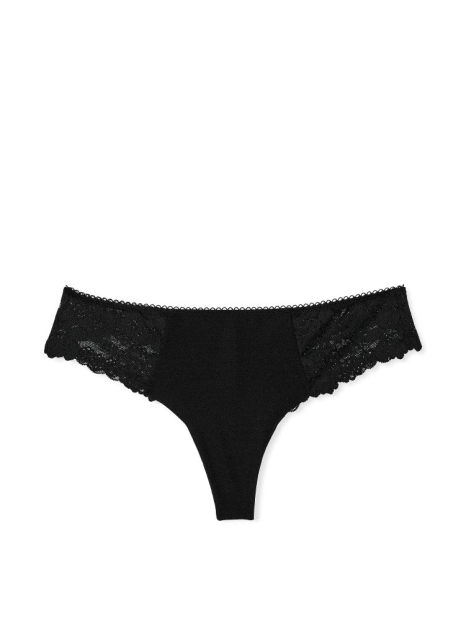 Комплект белья Victoria's Secret Pink бралетт и трусики тонг 1159833211 (Черный L)