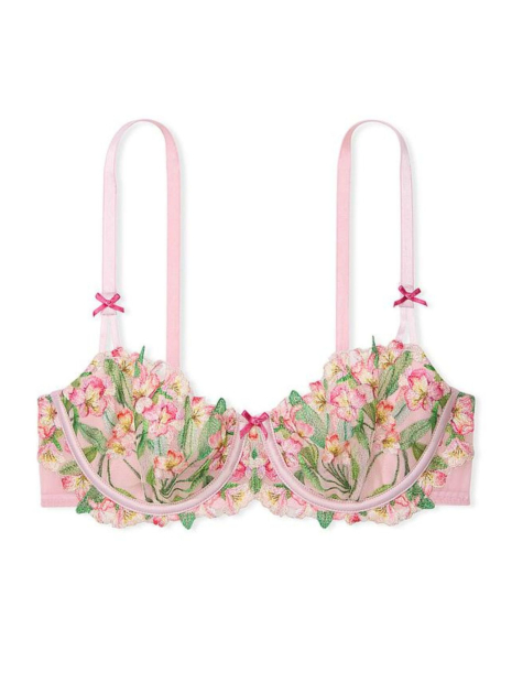 Роскошный комплект с вышивкой Victoria's Secret корсет, бюст и трусики бразильяна 1159833422 (Розовый 38DDD/XL)