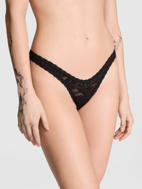 Комплект белья Victoria's Secret Pink бралетт и трусики тонг 1159833436 (Черный M)