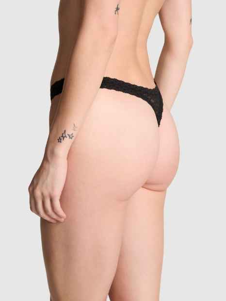 Комплект белья Victoria's Secret Pink бралетт и трусики тонг 1159833436 (Черный M)
