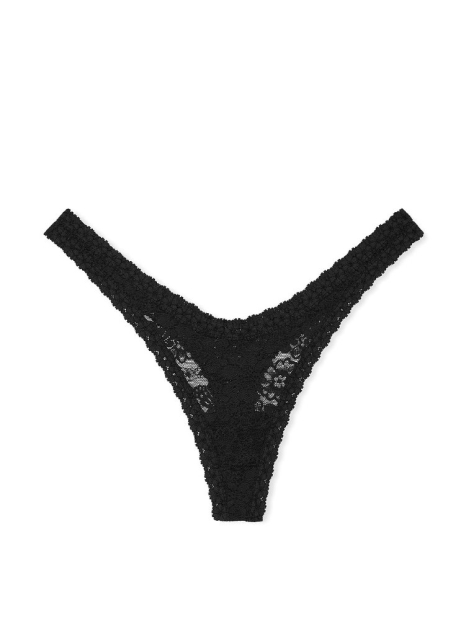 Комплект белья Victoria's Secret Pink бралетт и трусики тонг 1159833436 (Черный M)