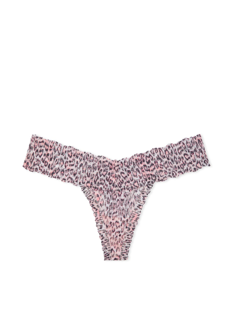 Женский комплект белья с принтом Victoria's Secret лиф Push Up и трусики тонг 1159833438 (Леопардовый 32A/XS)