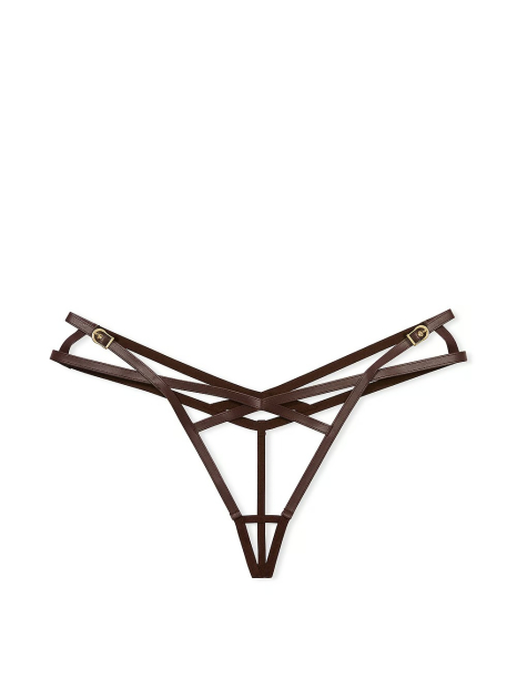 Открытый комплект белья Victoria's Secret из искусственной кожи 1159833440 (Бордовый S)