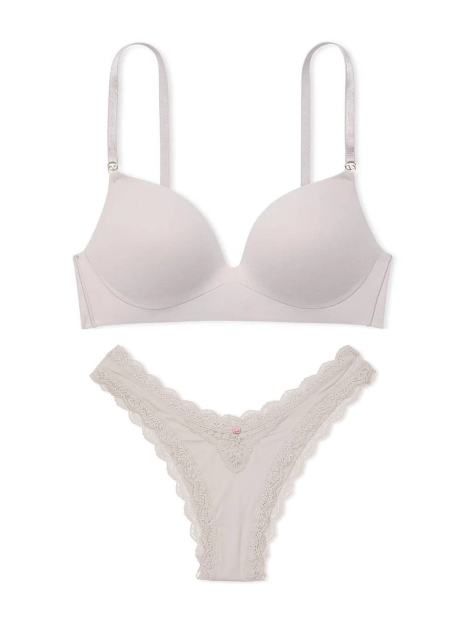 Комплект білизни Victoria's Secret бюст Push-Up та трусики бразилії 1159833524 (Сірий 36C/L)
