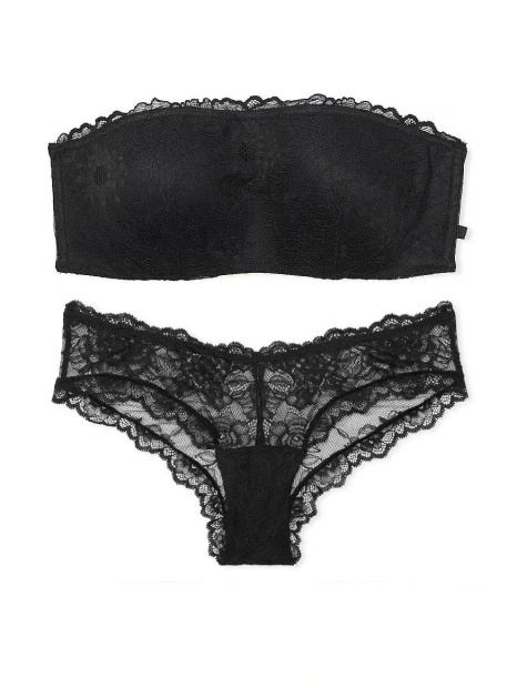 Кружевной комплект белья Victoria's Secret бралетт и трусики чики 1159833618 (Черный L)