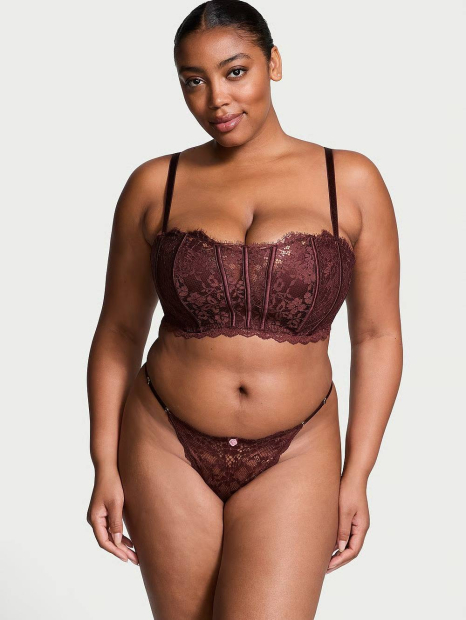 Шикарний мереживний комплект білизни Victoria's Secret бюст-корсет та трусики бікіні 1159833772 (Коричневий XL)