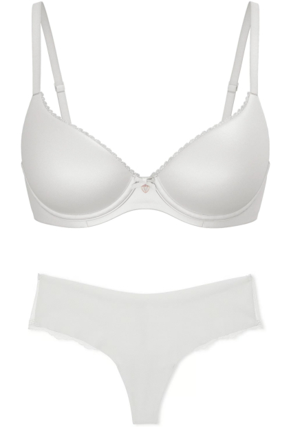 Комплект білизни Victoria's Secret погруддя та трусики тонг 1159833850 (Сірий 32A/XS)