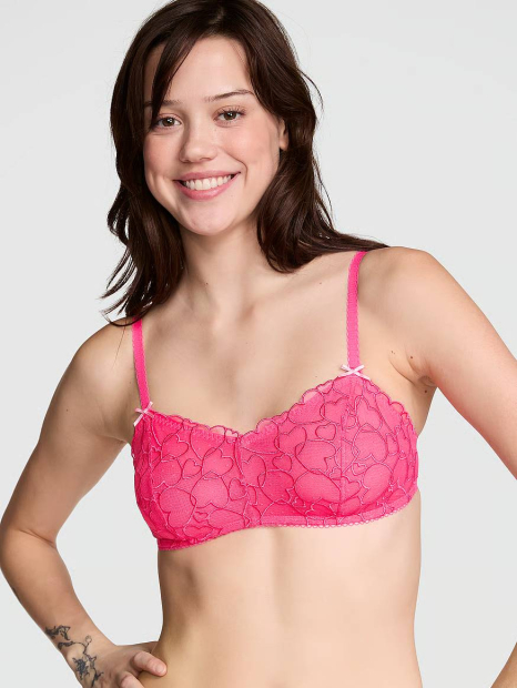 Комплект білизни з вишивкою Victoria's Secret Pink бралетт та трусики чики 1159833866 (Рожевий S)
