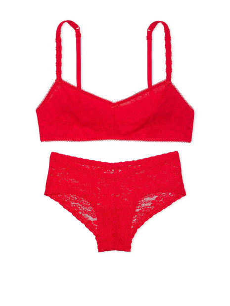 Мереживний комплект білизни Victoria's Secret Pink браслет і трусики чіки 1159833917 (Червоний XS)
