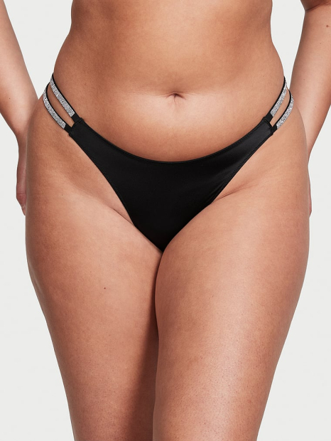 Комплект білизни зі стразами Victoria's Secret ліф Push-up та трусики бразилії 1159833947 (Чорний 32C/S)