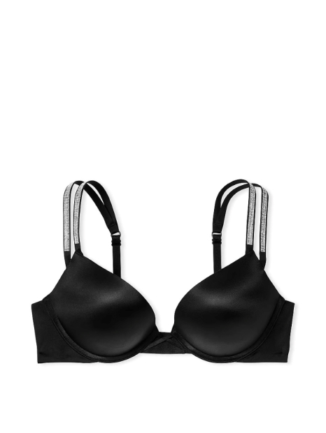 Комплект білизни зі стразами Victoria's Secret ліф Push-up та трусики бразилії 1159833947 (Чорний 32C/S)