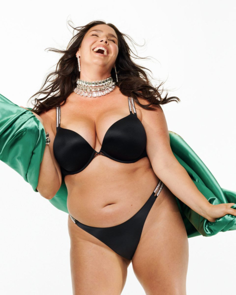 Комплект білизни зі стразами Victoria's Secret ліф Push-up та трусики бразилії 1159833947 (Чорний 32C/S)