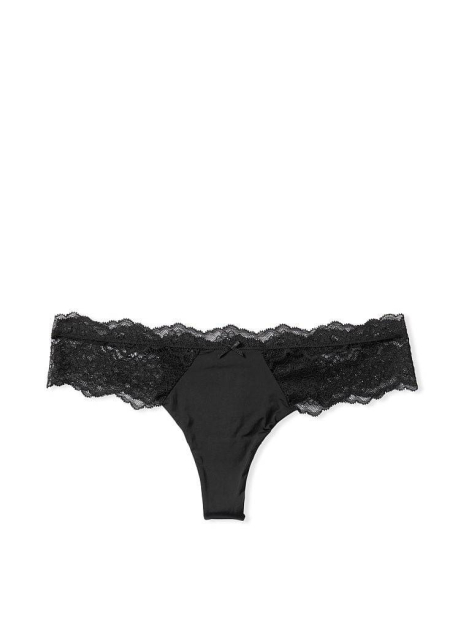 Жіночий комплект білизни Victoria's Secret ліф та трусики тонг 1159833985 (Чорний 32A/XS)