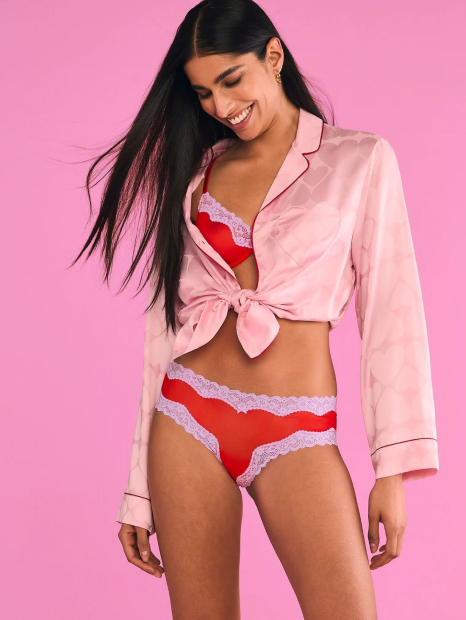 Мереживний комплект білизни Victoria's Secret бюст і трусики 1159833994 (Червоний 34C/M)