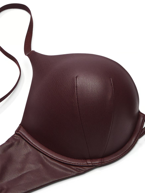 Комплект білизни Victoria's Secret бюст з екошкіри та трусики бікіні 1159834011 (Бордовий 38C/XL)