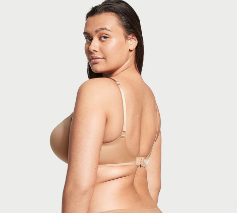 Гладкий комплект білизни Victoria's Secret бюст Push-Up та трусики бразилії 1159834027 (Бежевий 34D/M)