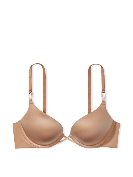 Гладкий комплект білизни Victoria's Secret бюст Push-Up та трусики бразилії 1159834027 (Бежевий 34D/M)