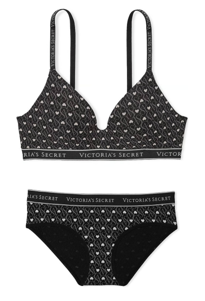 Жіночий комплект білизни Victoria's Secret бюст та трусики хіпхагери 1159834080 (Чорний 34A/S)