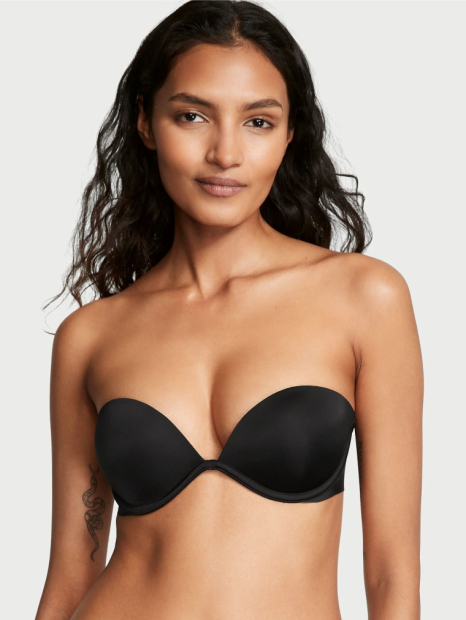 Комплект білизни Victoria's Secret погруддя Push-up та трусики тонг 1159834340 (Чорний 32C/S)