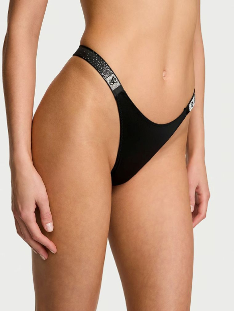 Комплект білизни Victoria's Secret погруддя Push-up та трусики тонг 1159834340 (Чорний 32C/S)
