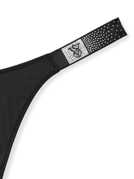 Комплект білизни Victoria's Secret погруддя Push-up та трусики тонг 1159834340 (Чорний 32C/S)