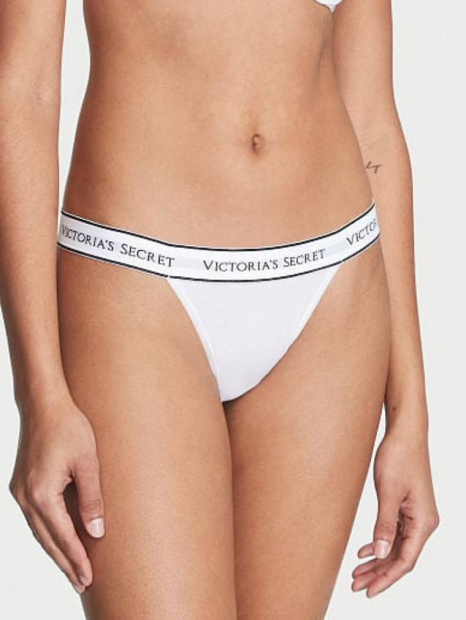 Жіночий комплект білизни Victoria's Secret ліф та трусики танга 1159834360 (Білий/Рожевий 34C/M)