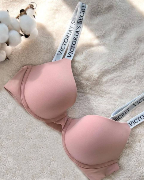 Жіночий комплект білизни Victoria's Secret ліф та трусики танга 1159834360 (Білий/Рожевий 34C/M)