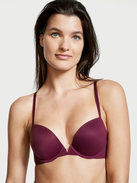 Жіночий комплект білизни Victoria's Secret ліф Push Up та безшовні трусики чики 1159834380 (Бордовий 42DDD/XXL)