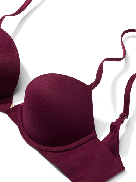 Жіночий комплект білизни Victoria's Secret ліф Push Up та безшовні трусики чики 1159834380 (Бордовий 42DDD/XXL)