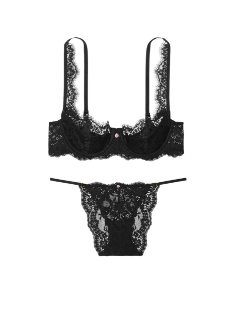 Шикарный комплект белья Victoria's Secret лиф и трусики бикини 1159834774 (Черный 32C/S)