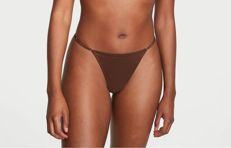 Эффектный комплект Victoria's Secret бюст Push-Up и трусики тонг 1159834966 (Коричневый 32A/XS)