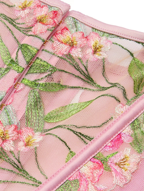 Шикарный комплект белья Victoria's Secret корсет и трусики стринги 1159835923 (Розовый S)