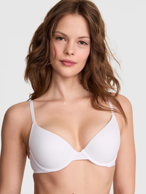 Базовий комплект білизни Victoria's Secret PINK бюст Push Up та трусики тонг 1159835504 (Білий 32C/S)