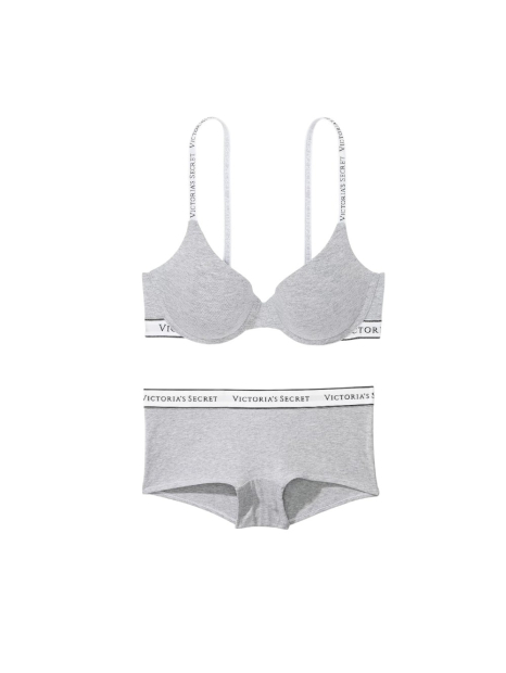 Женский комплект белья Victoria's Secret лиф и трусики шортики 1159835506 (Серый 36C/L)