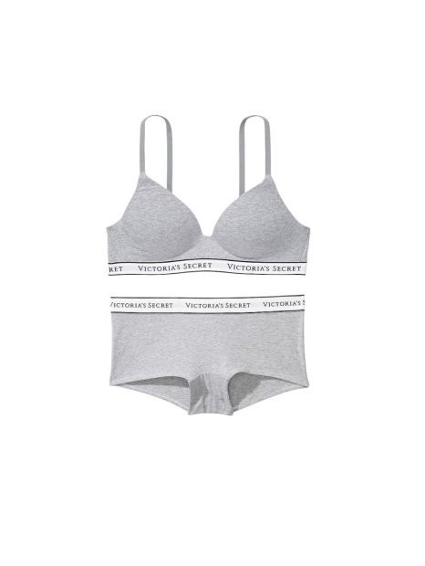 Женский комплект белья Victoria's Secret лиф и трусики шортики 1159835510 (Серый 36B/M)