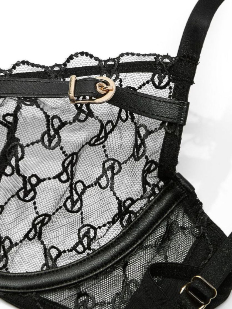 Комплект белья Victoria's Secret бюстгальтер и трусики тонг 1159835551 (Черный 38DDD/XL)