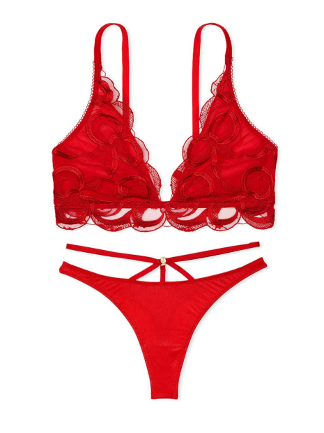 Комплект білизни Victoria's Secret ліф та трусики тонг 1159835694 (Червоний L)