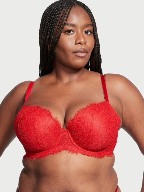 Кружевной комплект белья Victoria's Secret лиф и трусики тонг 1159835886 (Красный 42DD/XXL)