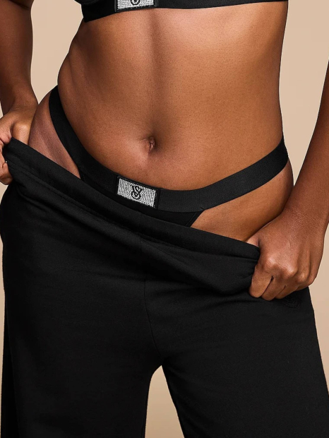Женский комплект белья Victoria's Secret лиф и трусики танга 1159836076 (Черный XS)