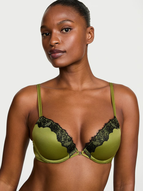 Женский комплект белья Victoria's Secret бюст Push-Up и трусики стринги 1159836559 (Зеленый 32B/XS)