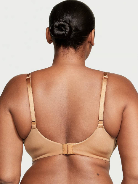 Гладкий комплект белья Victoria's Secret бюст Push-Up и трусики тонг 1159836901 (Коричневый 38C/L)