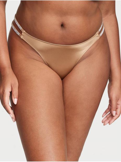 Гладкий комплект белья Victoria's Secret бюст Push-Up и трусики тонг 1159836901 (Коричневый 38C/L)