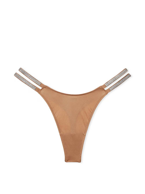 Гладкий комплект белья Victoria's Secret бюст Push-Up и трусики тонг 1159836901 (Коричневый 38C/L)