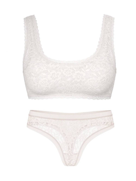 Роскошный кружевной комплект Victoria's Secret бралетт и трусики тонг 1159839136 (Молочный S)